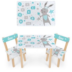 Купить Детский столик 501-124 со стульчиками, мятный заяц
