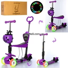 Детский самокат JR 3-026-C-V MAXI, 5 в 1, фиолетовый
