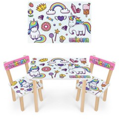 Детский столик 501-132 со стульчиками, единорожка