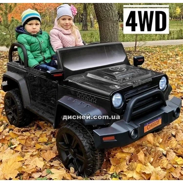 Детский электромобиль CH938C черный Jeep, двухместный