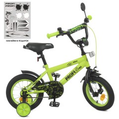 Велосипед детский PROF1 12д. Y1271, Dino, салатово-черный матовый