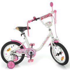 Велосипед детский PROF1 14д. Y1485, Ballerina, бело-розовый
