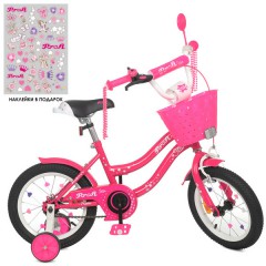 Велосипед детский PROF1 14д. Y1492-1, Star, малиновый