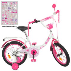 Велосипед детский PROF1 16д. Y1614 Princess, бело-малиновый
