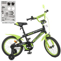 Велосипед детский PROF1 16д. Y16321-1 Inspirer, черно-салатовый матовый