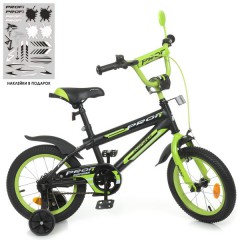Велосипед детский PROF1 14д. Y14321 Inspirer, черно-салатовый матовый