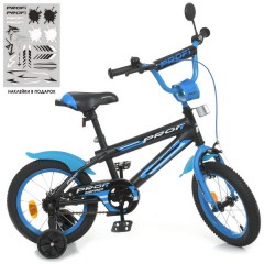 Велосипед детский PROF1 14д. Y14323 Inspirer, черно-синий матовый