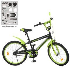 Велосипед детский PROF1 20д. Y20321 Inspirer, черно-салатовый матовый