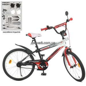 Велосипед детский PROF1 20д. Y20325 Inspirer, черно-бело-красный матовый