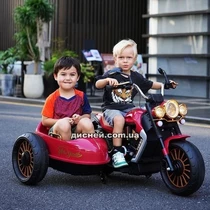 Детский мотоцикл M 5049 EL-3 с коляской, кожаное сиденье купить