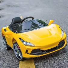 Детский электромобиль Ferrari M 5860 EBLR-6, кожаное сиденье