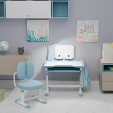 Детская металлическая парта Bambi M 6136-4 со стульчиком + лампа, синяя фото 92