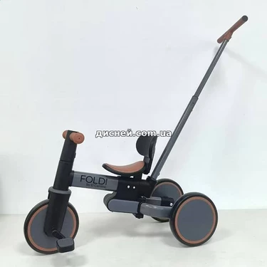 Трехколесный велосипед - беговел ME 1202 Foldi Graphite с ручкой, El Camino, графитовый