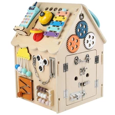 Интерактивная игрушка бизикуб MD 1527 деревянный домик, музыка, свет фото 2