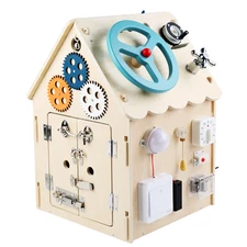Интерактивная игрушка бизикуб MD 1527 деревянный домик, музыка, свет фото 37