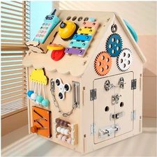 Интерактивная игрушка бизикуб MD 1527 деревянный домик, музыка, свет фото 54