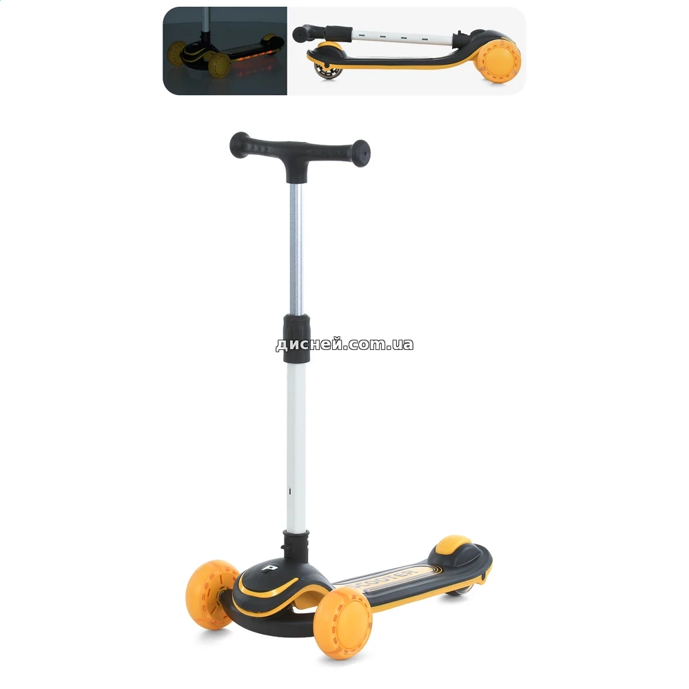 Детский самокат JR 3-130-B Max-big черный, музыка, свет - Купить в
