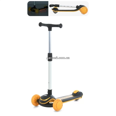 Детский самокат JR 3-130-B Max-big черный, музыка, свет