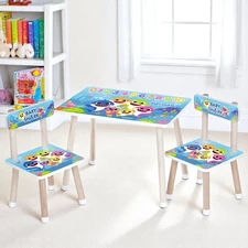 Детский столик M 501-20 Baby Shark, со стульчиками, голубой