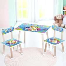 Детский столик M 501-20 Baby Shark, со стульчиками, голубой фото 14