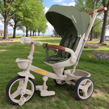 Трехколесный велосипед Tilly Flash T-3812 Green зеленый