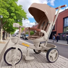 Детский трехколесный велосипед Tilly Flash T-3812 Dark Beige темно-бежевый фото 14