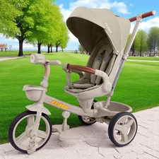 Детский трехколесный велосипед Tilly Flash T-3812 Light Beige светло-бежевый