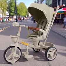 Детский трехколесный велосипед Tilly Flash T-3812 Light Beige светло-бежевый фото 14