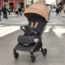 Детская прогулочная коляска Carrello Atom S CRL-5526 Dawn Beige, персиковая