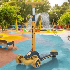 Детский самокат Prof1 Kids JR 3-125-Y Maxi-big желтый, складной руль