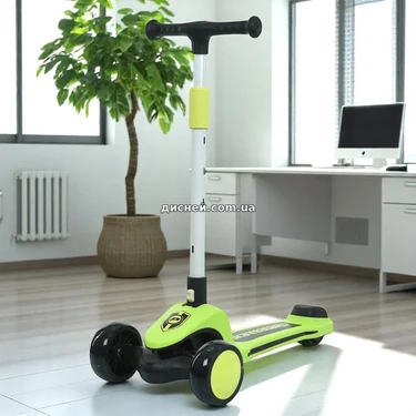 Детский самокат Prof1 Kids JR 3-131-LGR Maxi-big, зеленый, музыка, свет