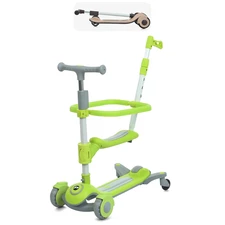 Детский самокат Prof1 Kids JR 3-127-GR зеленый, 3 в 1, с ручкой