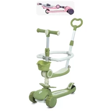 Детский самокат 5 в 1 Prof1 Kids JR 3-133-GR зеленый, с ручкой
