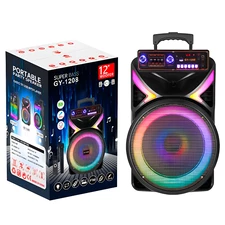 Акустическая колонка GY-1208 с пультом, микрофон, Bluetooth, TF, MP3, USB, FM, подсветка фото 2