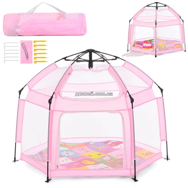Детская палатка MR 1512 Powder Pink розовая, с ковриком