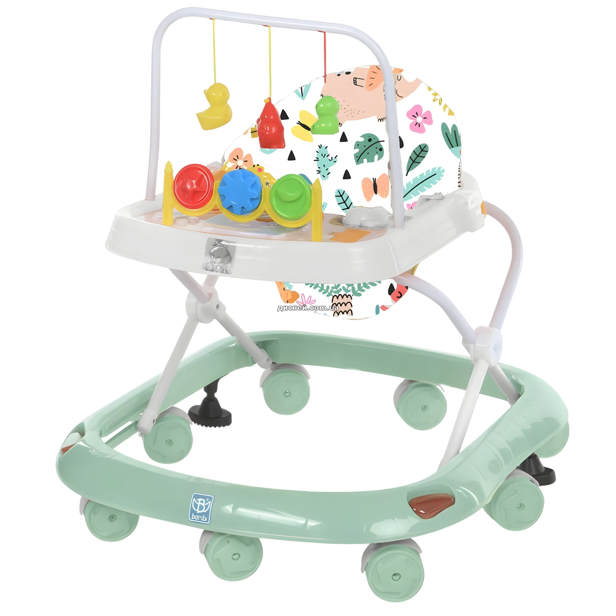 Дитячі ходунки Bambi M 0541 C-10 м'ятні, дуга з підвісками