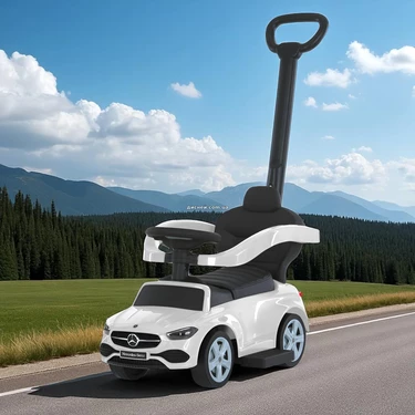 Детская каталка - толокар 668 L-1 с ручкой белая, Mercedes