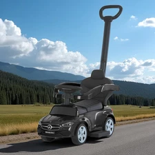 Детская каталка - толокар 668 L-2 с ручкой черная, Mercedes