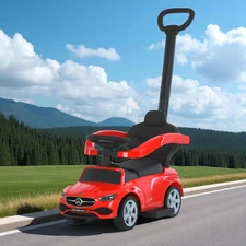 Каталка - толокар 668 L-3 Mercedes с родительской ручкой, красная