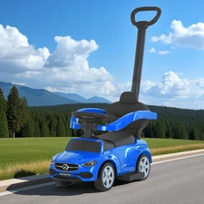 Каталка - толокар 668 L-4 Mercedes с родительской ручкой, синяя