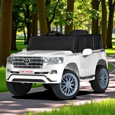 Детский электромобиль джип M 6130 EBLR-1 Toyota белый, мягкое сиденье