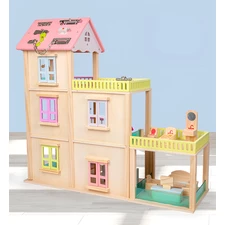 Кукольный домик MD 1370 деревянная игрушка, три этажа, с мебелью фото 54