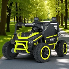 Двухместный детский багги M 6208 EBLR-5 (24V) зеленый, мягкие EVA колеса