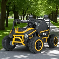 Двухместный детский багги M 6208 EBLR-6 (24V) желтый, мягкие EVA колеса