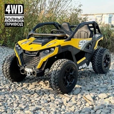 Двухместный детский багги M 6075 EBLR-6 (24V) желтый, четыре мотора