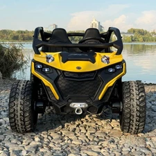 Двухместный детский багги M 6075 EBLR-6 (24V) желтый, четыре мотора фото 14