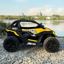 Двухместный детский багги M 6075 EBLR-6 (24V) желтый, четыре мотора фото 54