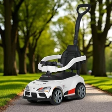 Детская каталка - электромобиль M 6129 EBLR-1 Toyota белая, с родительской ручкой