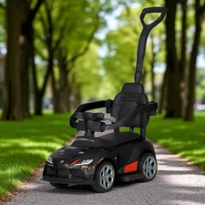 Детская каталка - электромобиль M 6129 EBLR-2 Toyota черная, с родительской ручкой