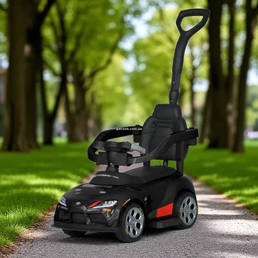 Детская каталка - электромобиль M 6129 EBLR-2 Toyota черная, с родительской ручкой